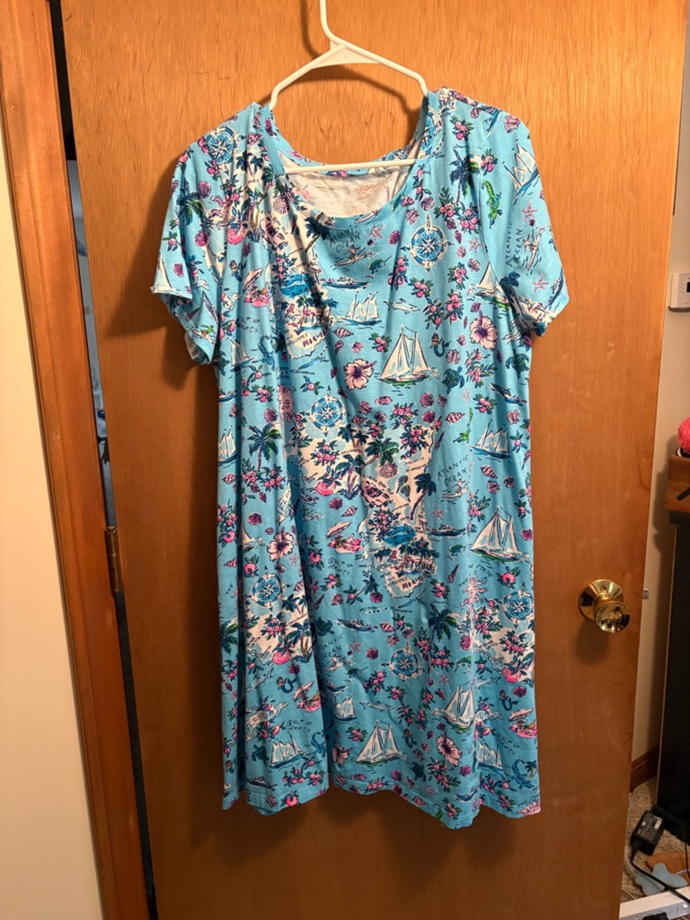 Lilly Pulitzer Blue Nautical Floral Short-Sleeve Dress